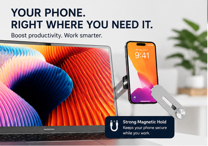 Magnetic Laptop Phone Holder – Foldable & Adjustable